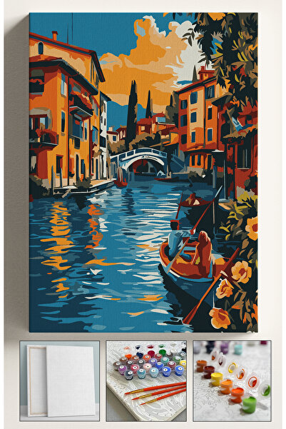 Corvo Sayılarla Boyama Seti Numaralı Tuval Fırça Boya Dahil Kasnaklı Set 40x5...