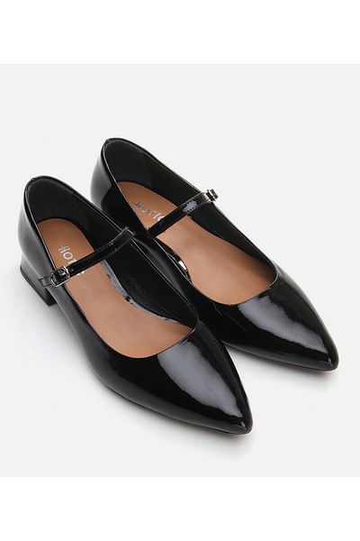 Hotiç Women's Leather Mary Jane Black Thick Heel