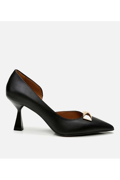 Hotiç Stiletto negru din piele de damă
