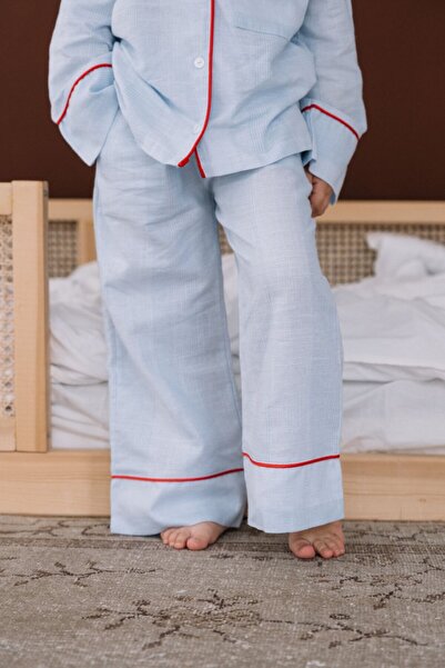 ilo and friends Sunday Kırmızı Biyeli Mavi Unisex Çocuk Pantolon Pijama Altı