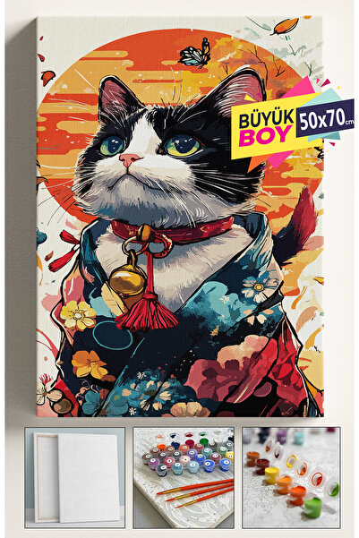 Corvo Sayılarla Boyama Seti Numaralı Tuval Fırça Boya Dahil Kasnaklı Set 50x7...