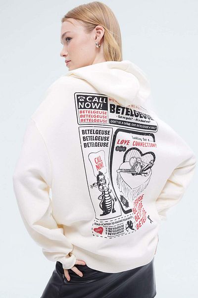 DeFacto Hanorac oversize cu glugă cu imprimeu Beetlejuice - gros D7984ax24wn