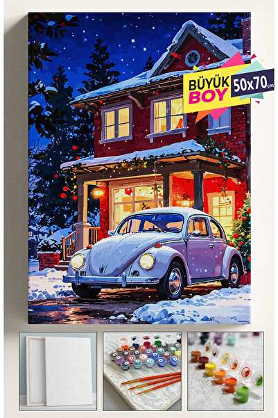 Corvo Sayılarla Boyama Seti Numaralı Tuval Fırça Boya Dahil Kasnaklı Set 50x7...