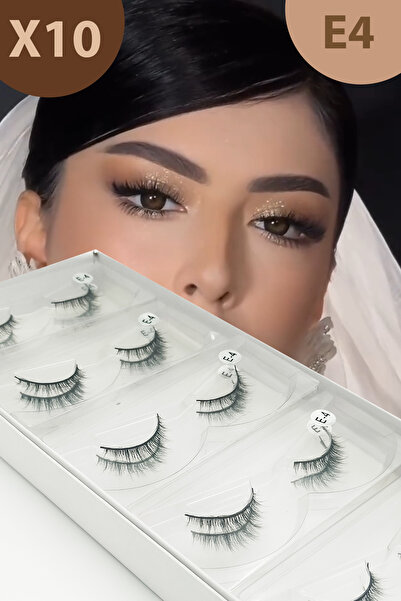 ruby face 10 Çift Doğal Görünümlü Tam Boy Kısa İpek Takma Kirpik - Anime Takma Kirpik No: E4