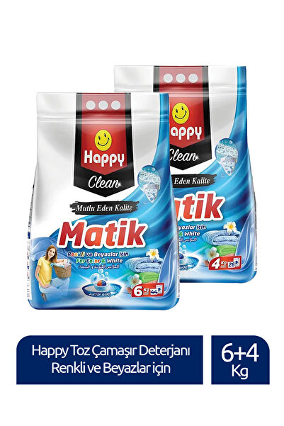 Happy Clean Toz Çamaşır Deterjanı Renkli ve Beyazlar için 6 kg + 4 kg (10 Kg)
