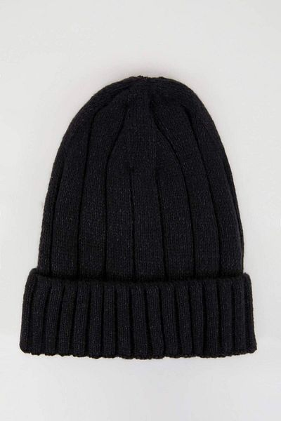 DeFacto Beanie tricotată simplă de bază cu nervuri pentru bărbați C7139ax24wn