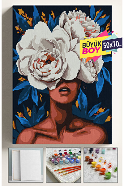 Corvo Sayılarla Boyama Seti Numaralı Tuval Fırça Boya Dahil Kasnaklı Set 50x7...