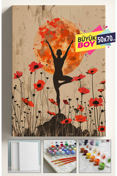 Corvo Sayılarla Boyama Seti Numaralı Tuval Fırça Boya Dahil Kasnaklı Set 50x7...