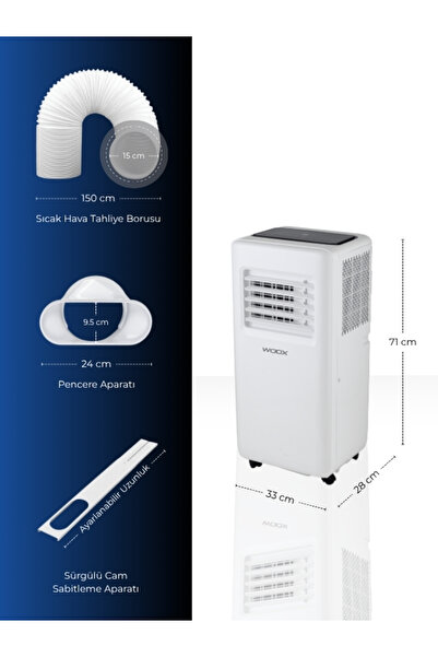 Woox 9000btu, Isıtma & Soğutma Özellikli Taşınabilir Mobil Klima
