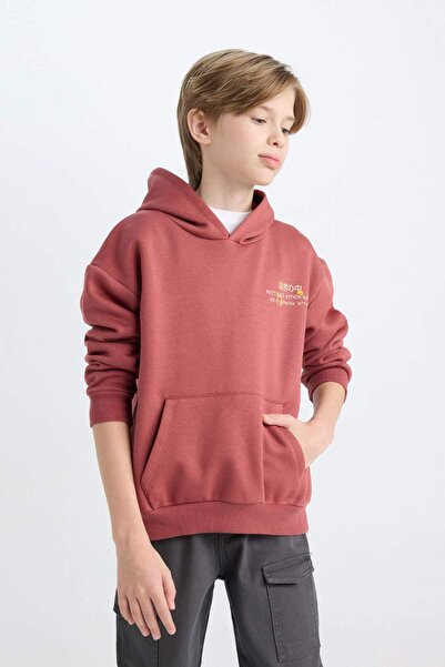 DeFacto Erkek Çocuk Oversize Geniş Kalıp Sırt Baskılı Kapüşonlu Sweatshirt D5679A824WN