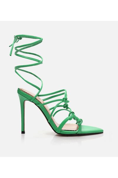 Hotiç Women's Leather Green Heeled Sandals