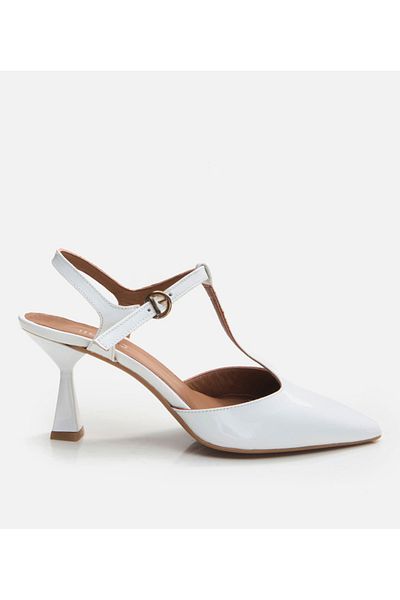 Hotiç Piele de damă albă cu toc subțire stiletto