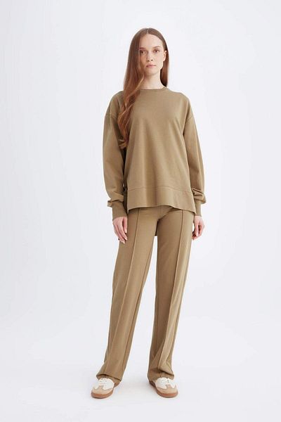 DeFacto Pantaloni de sport cu picioare largi, cu picioare largi, cu talie elastică, uni de bază D4805AX24AU