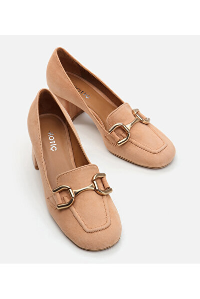 Hotiç Camel Genuine Leather - Women's Thick Heel