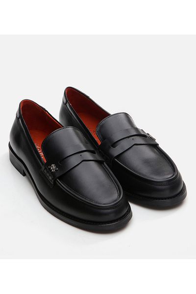 Hotiç Women's Leather Black Loafer