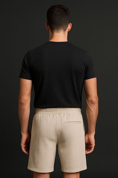 Sarkastik& Men's Beige Cotton Slim Shorts Alc010033
