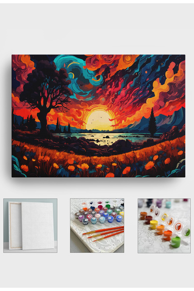 Corvo Sayılarla Boyama Çerçeveli Hobi Seti Numaralı Tuval Fırça Boya Kasnaklı...