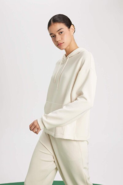DeFacto DeFactoFit Oversize Geniş Kalıp Modal Kapüşonlu Kanguru Cepli Sporcu Sweatshirt B5206AX24AU