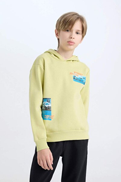 DeFacto Erkek Çocuk 2'li Takım Kapüşonlu Baskılı Sweatshirt Beli Lastikli Jogger Eşofman Altı D5222A824WN