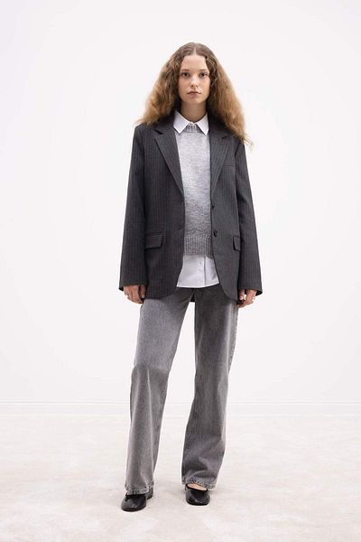 DeFacto Jachetă oversize cu croiala largă, cu nasturi, cu dungi, blazer D6879AX24AU