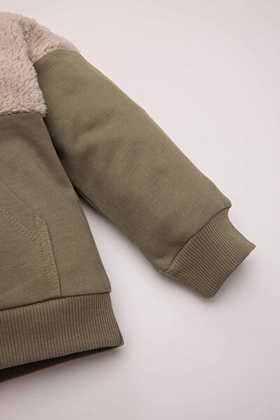 DeFacto Erkek Bebek 2'li Takım Fermuarlı Dik Yaka Kanguru Cepli Sweatshirt Beli Lastikli Jogger Eşofman Altı