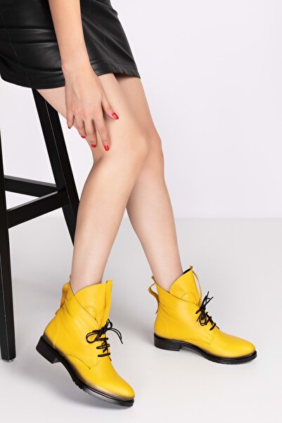 SANLORD SHOES Sanlord HAKİKİ Deri Anatomik Taban Çift Bağcıklı KADIN Bot