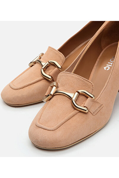 Hotiç Camel Genuine Leather - Women's Thick Heel