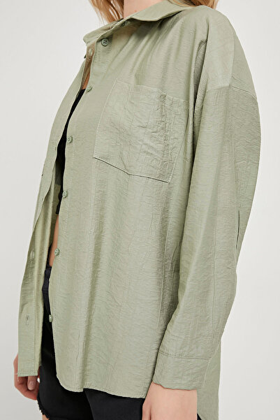 Arma Life Women's Loose Double Pocket Premium Long Sleeve Khaki Shirt