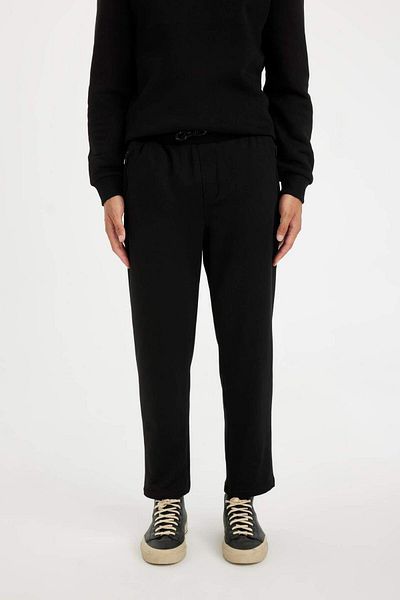 DeFacto Pantaloni de trening negri Slim Fit cu fermoar - D6091ax24au