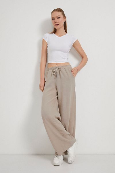 Arma Life Women's Elastic Waist Cotton Mink Baggy Loose Trousers