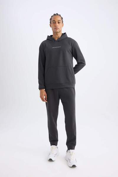 DeFacto DeFactoFit Sporcu Jogger Eşofman Altı Skuba Dalgıç Kumaş Standart Fit Beli Bağcıklı Lastikli Paça D