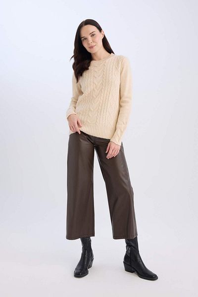 DeFacto Regular Fit Crew Neck Hair Braided Sweater Sweater D4981Ax24Au
