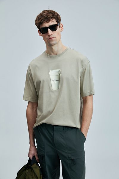 Lufian Omen Μοντέρνο γραφικό T-Shirt Μπεζ