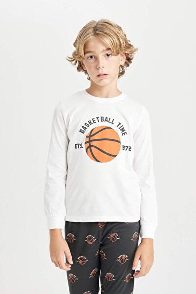 DeFacto Erkek Çocuk Pijama Takımı Baskılı Uzun Kollu Üst Uzun Alt D5211A824WN