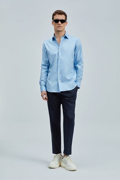 Lufian Ανδρικό πουκάμισο Daniel Basic Regular Fit Μπλε
