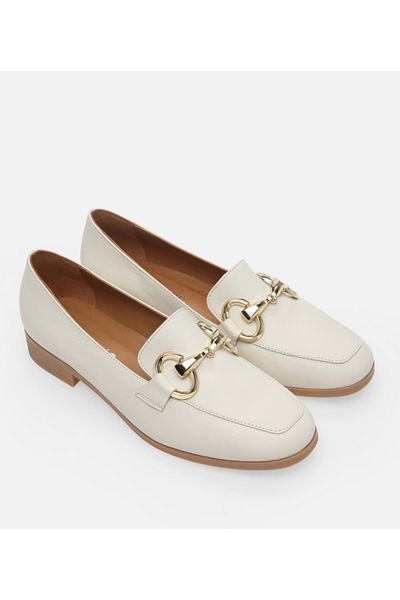 Hotiç Loafer din piele ecru pentru femei