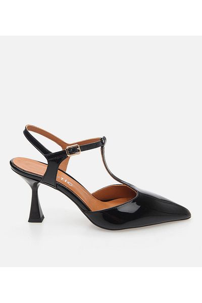 Hotiç Piele de damă neagră cu toc subțire stiletto
