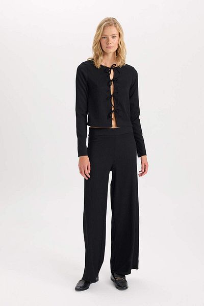 DeFacto Flexible Waisted Wide Leg Straight Trousers - D6300Ax24Au