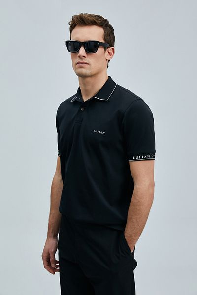 Lufian Tricou polo pentru bărbați Hold Smart, negru
