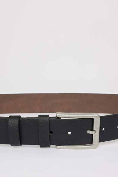 DeFacto Erkek Kare Toka Suni Deri Jean Kemeri V2141AZNS