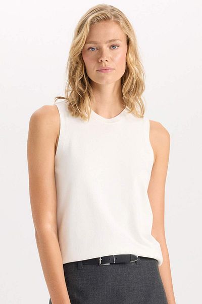 DeFacto Fitted Crew Neck Sleeveless Basic Plain Knitwear Sweater D6160Ax24Au