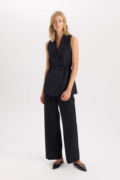 DeFacto Jachetă Guler Basic Solid Curea Vestă Blazer fără mâneci D4784AX24AU