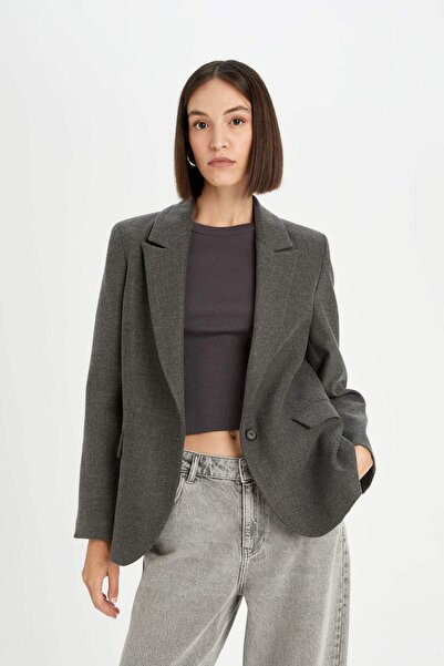 DeFacto Wide Fit - Button Basic Blazer Jacket D5869Ax24Au