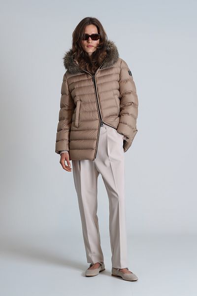 Lufian Beige Goose Feather Women's Coat - Elite