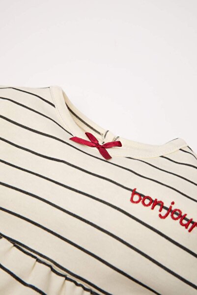 DeFacto Baby Girl Pajamas Set Striped Long Sleeve Top with Elastic Waist Long Bottom D3611A524Wn