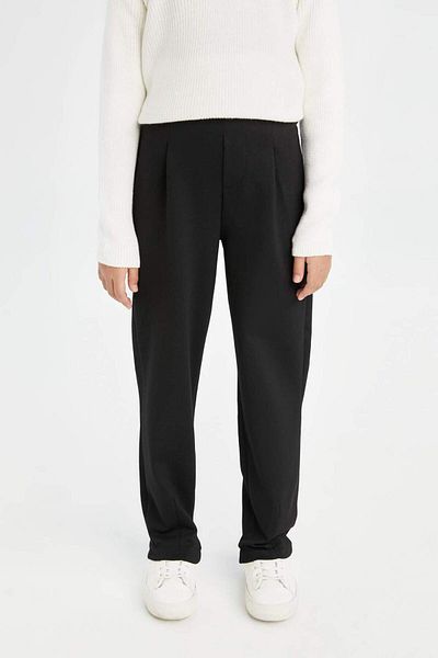 DeFacto Pantaloni de sport pentru fete, negru, cu tăiere de morcov, cu talie elastică D9171A824AU