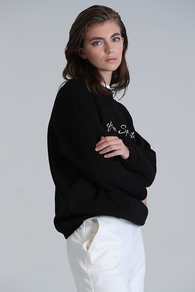 Lufian Women's Black Knitted Sweatshirt - Loved