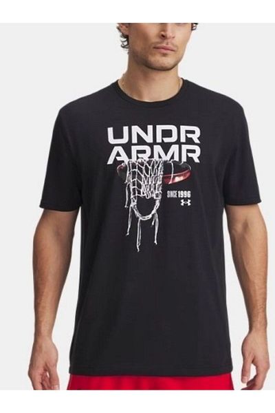 Under Armour Мъжка черна баскетболна тениска Hoops Net