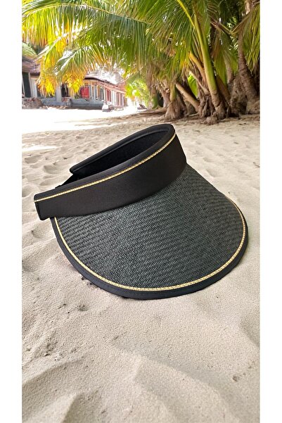 Deeplively Kadın Hasır Şapka Yazlık Plaj Şapka Premium Kalite - Aksesuarlı Vizör Şapka