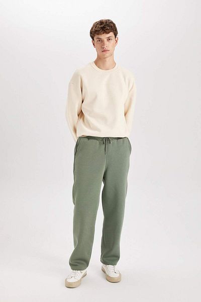 DeFacto Pantaloni de sport negri Relax Fit, groși, cu trei buzunare, picioare drepte D8095AX24AU